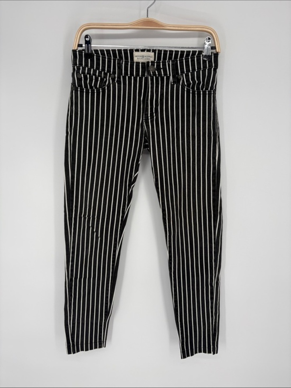 ๐น Denim & Supply Ralph Lauren Black and White Pinstripe Jeans - Picture 1 of 5
